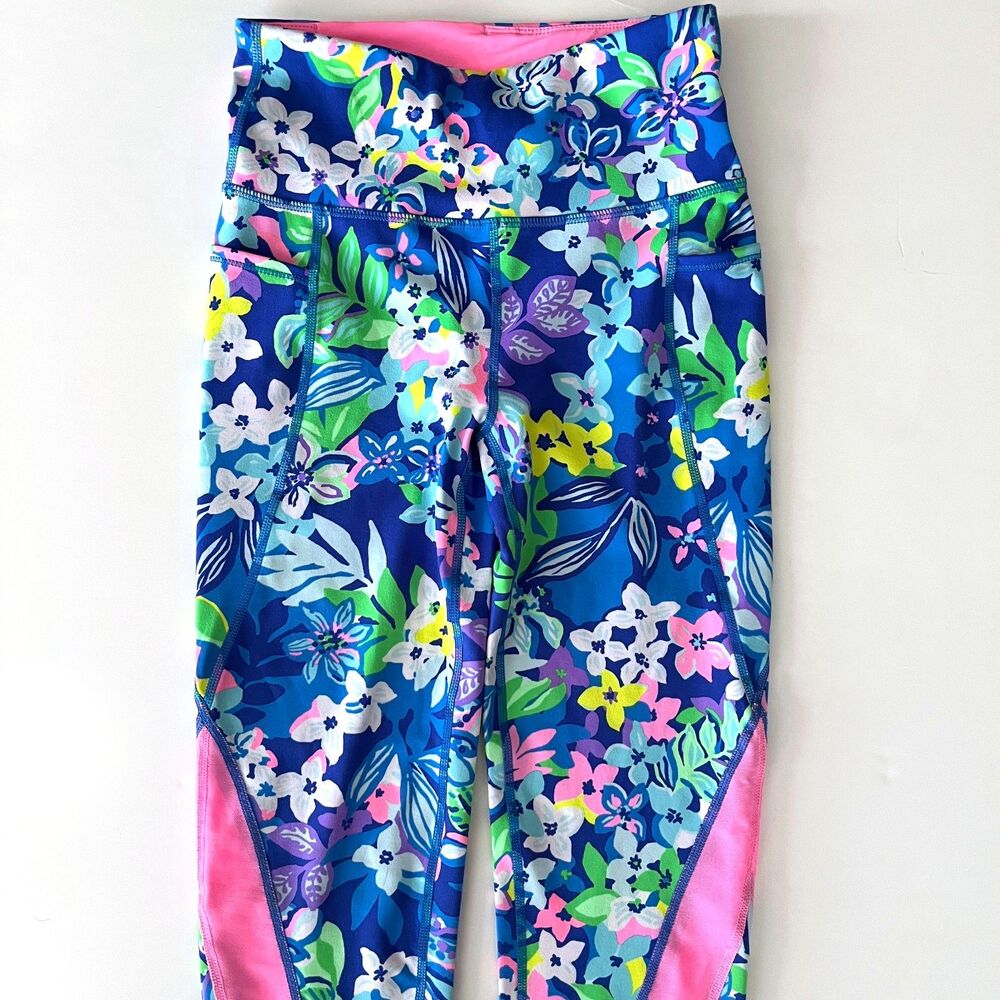 Lilly Pulitzer Luxletic Yoga Pants XS Weekender Floral‎ Colorful Vibrant Gym